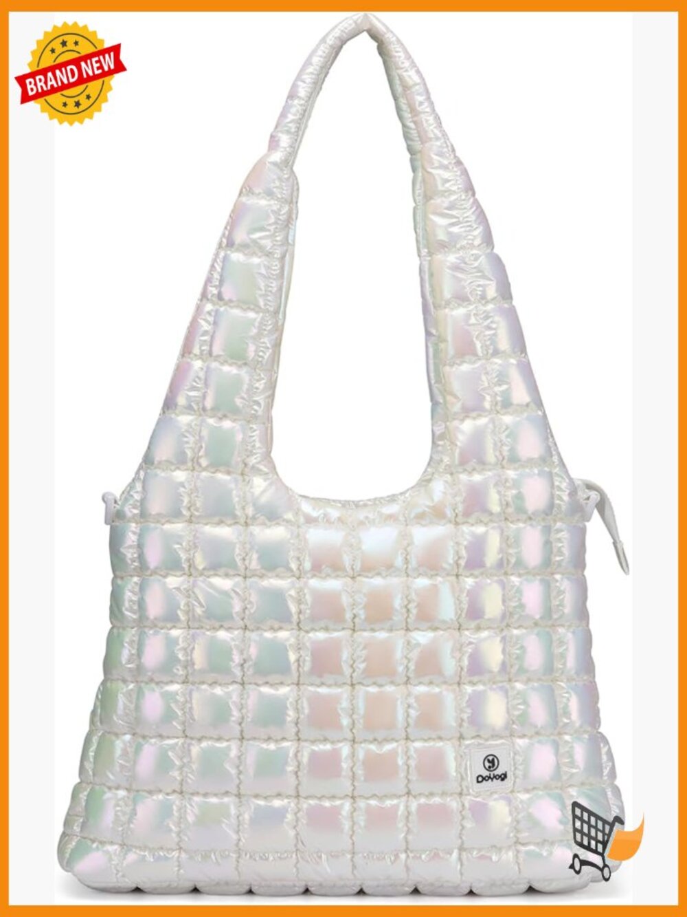 Quilted Large Puffer Tote Bag, Lightweight Nylon Padding Hobo Shoulder Handbag